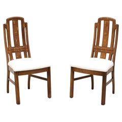BROYHILL PREMIER Mid 20th Century Oak Brutalist Style Dining Side Chairs -Pair A