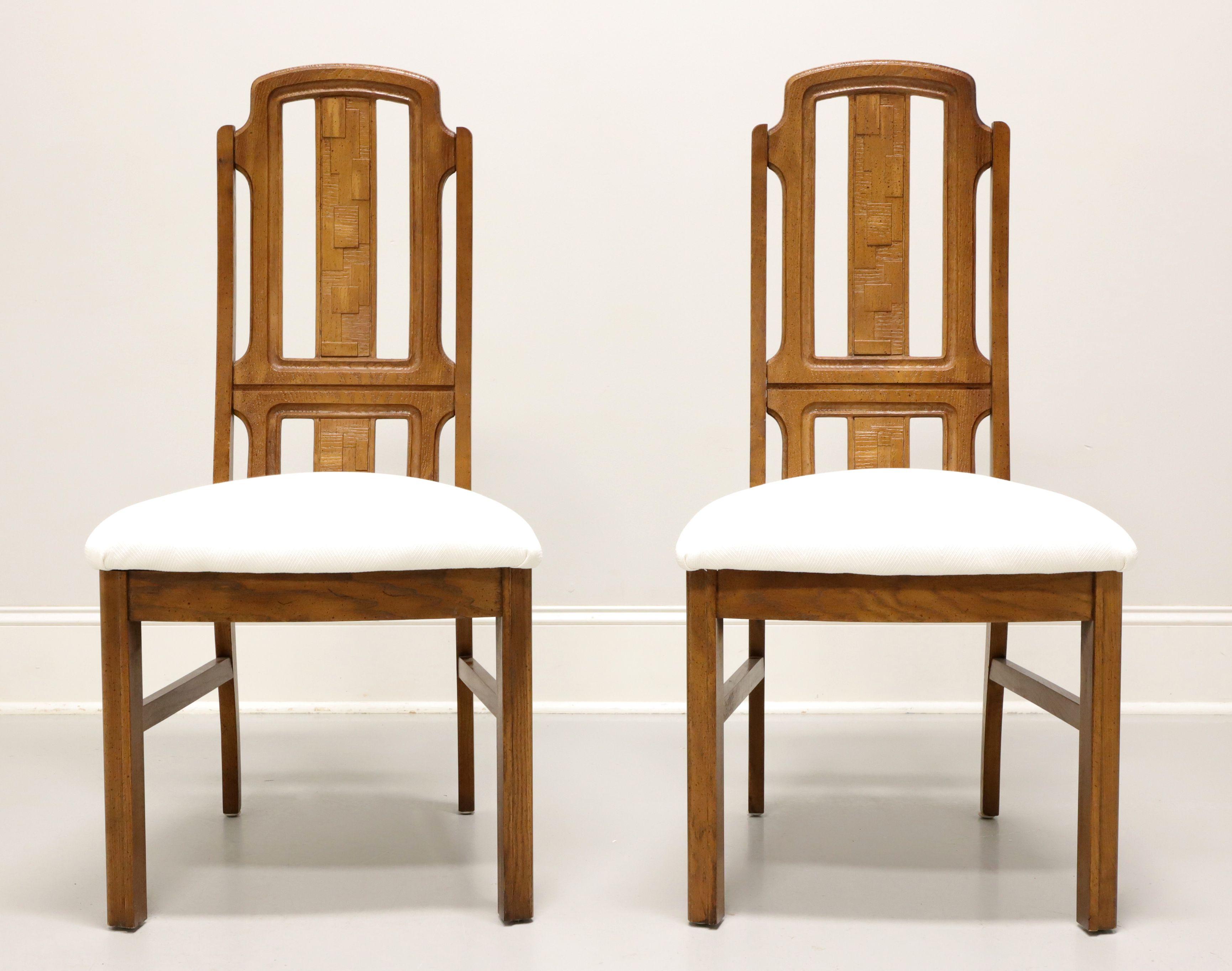 American BROYHILL PREMIER Mid 20th Century Oak Brutalist Style Dining Side Chairs -Pair B For Sale