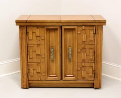 BROYHILL PREMIER Mid 20th Century Oak Brutalist Style Flip Top Server