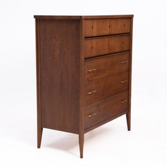 Broyhill Premier Saga Walnut Dresser Starburst Tall Dresser Highboy Mid Century
