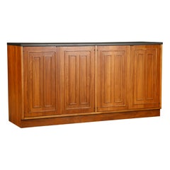 Vintage Broyhill Premier 'Sculptra' #6095 Walnut Sideboard w Granite Top, c 1960, Signed