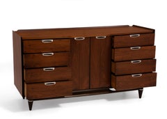 Broyhill Premier Walnut Mid Century Dresser Twelve Drawer Central Doors Credenza