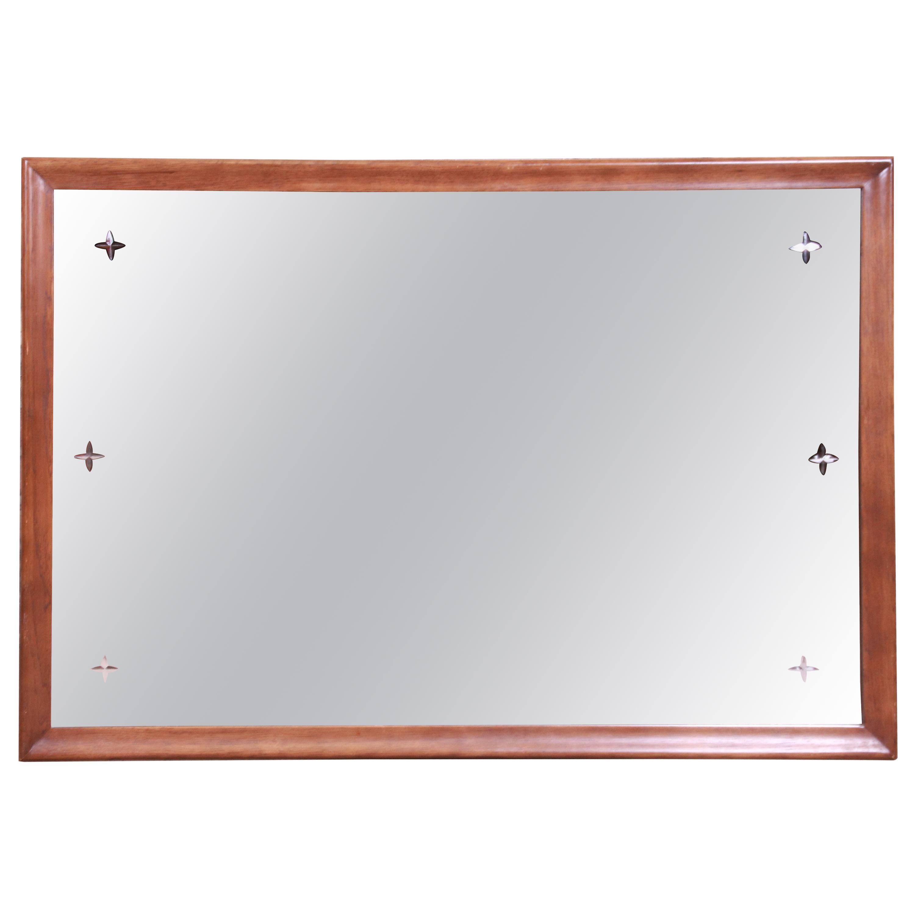 Broyhill Saga Mid-Century Modern Walnut Framed Wall Mirror