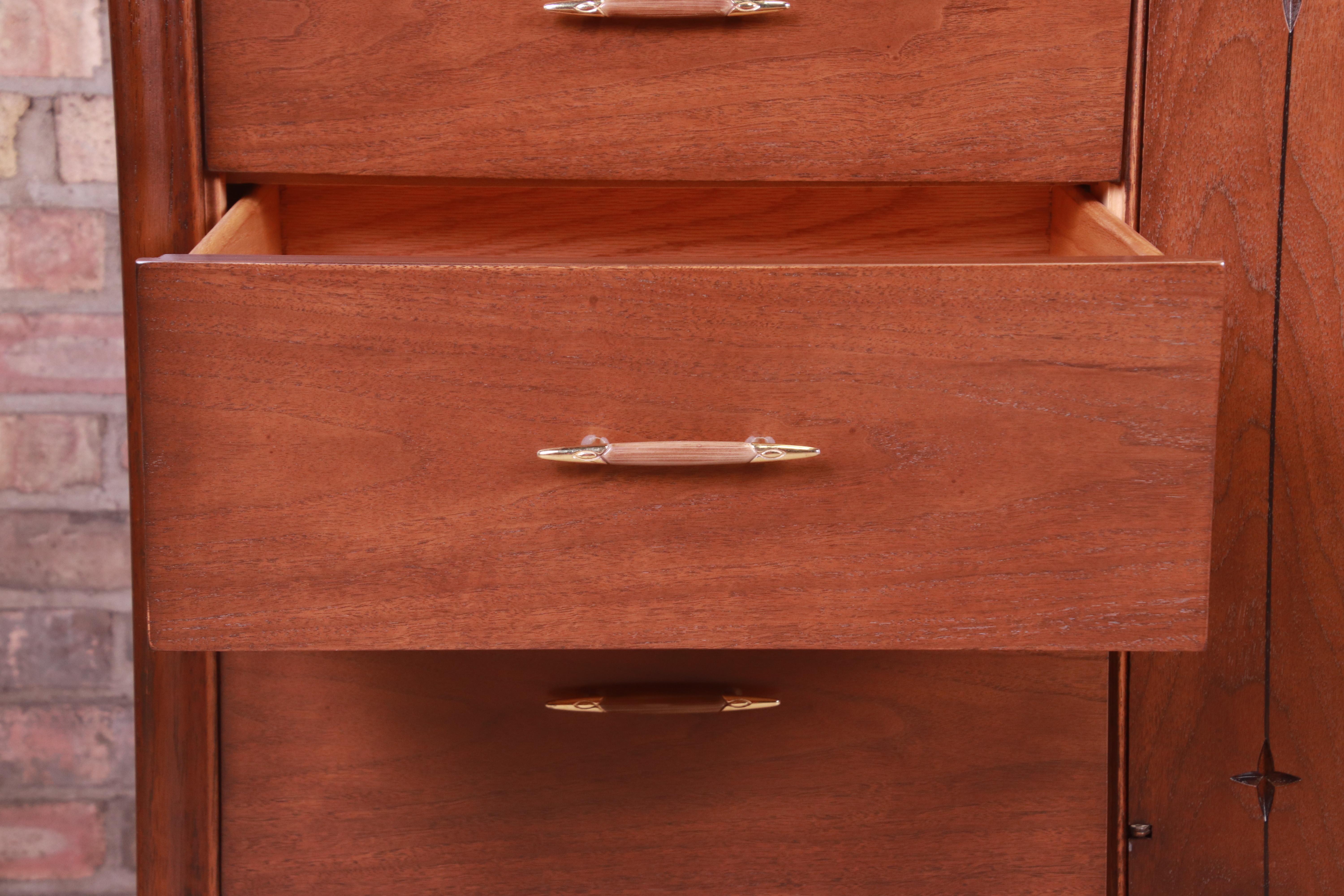 Broyhill Saga Mid-Century Modern Walnut Triple Dresser or Credenza, Refinished 1