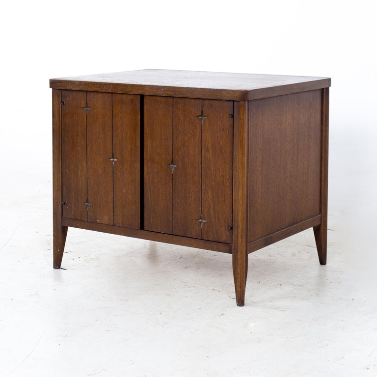 Broyhill Saga Mid Century Walnut Commode Nightstand at 1stDibs