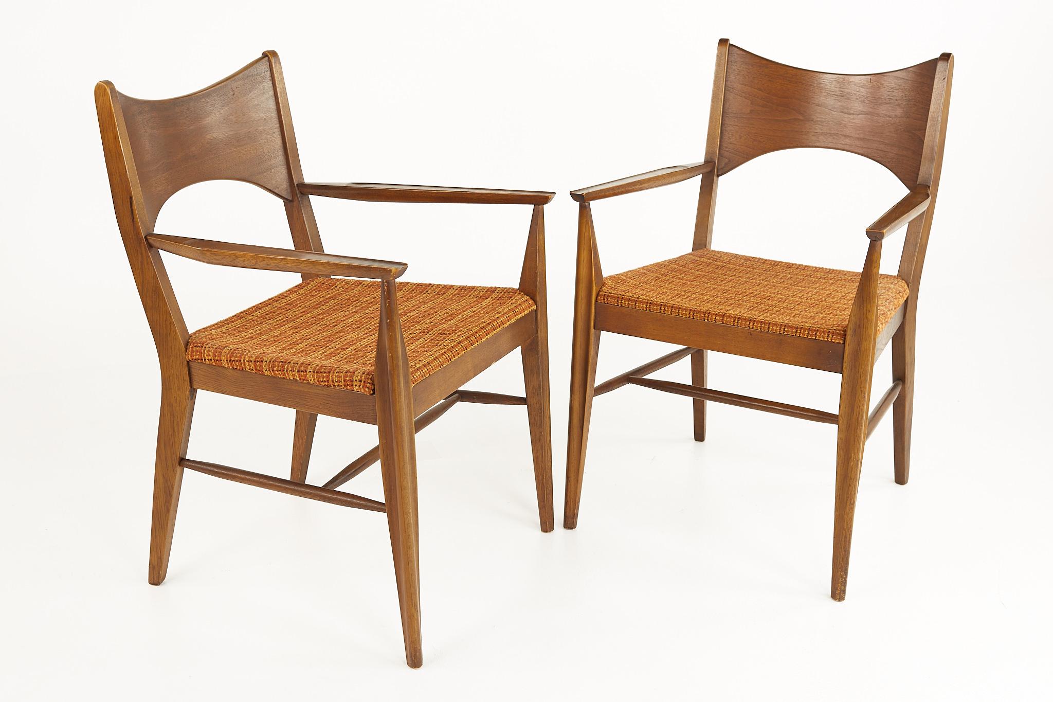 Upholstery Broyhill Saga Mid Century Walnut Dining Chairs, Set of 6