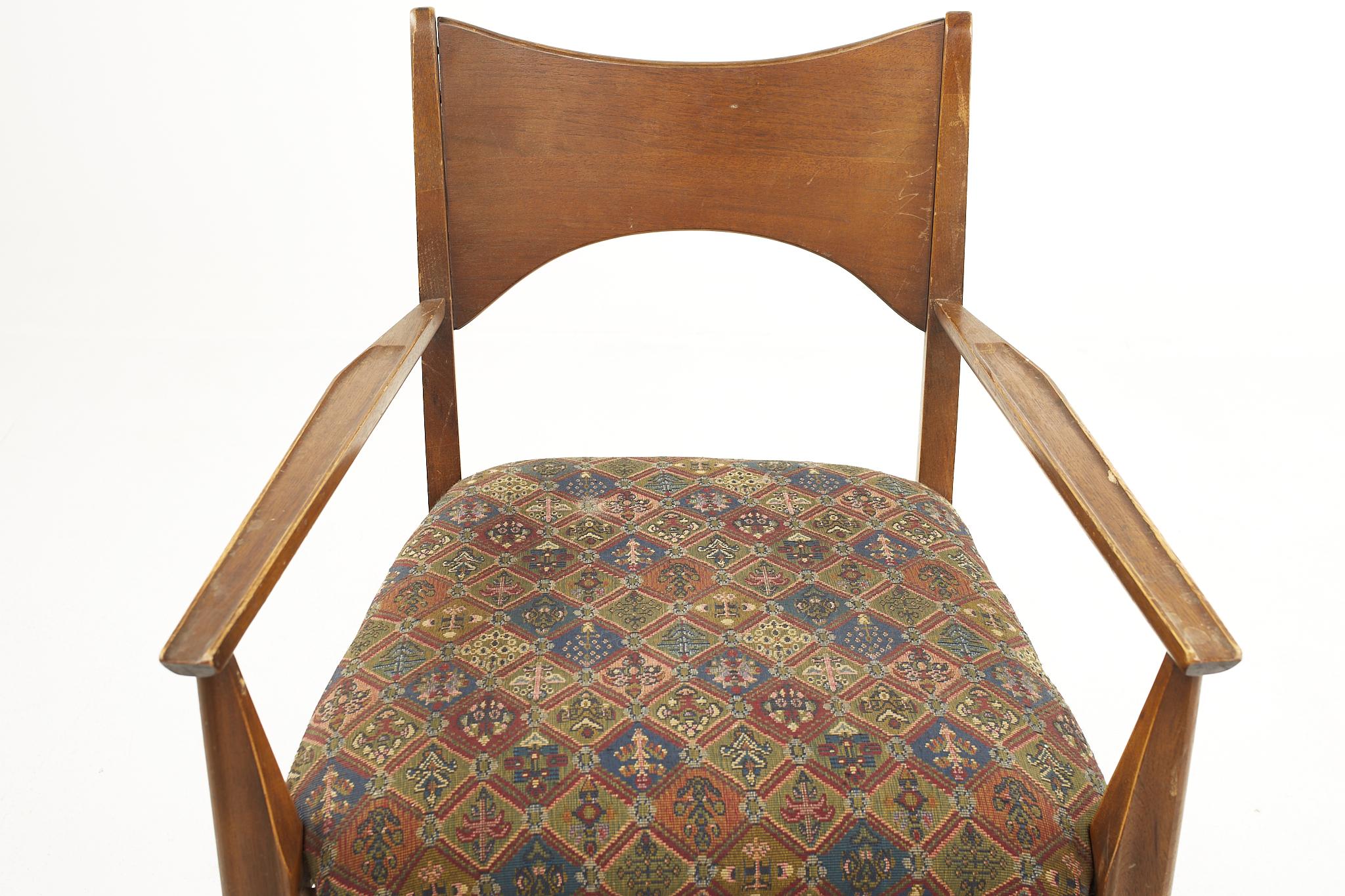 Broyhill Saga Mid-Century Walnut Dining Chairs, Set of 6 3