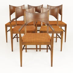 Broyhill Saga Mid Century Walnut Dining Chairs, Set of 6