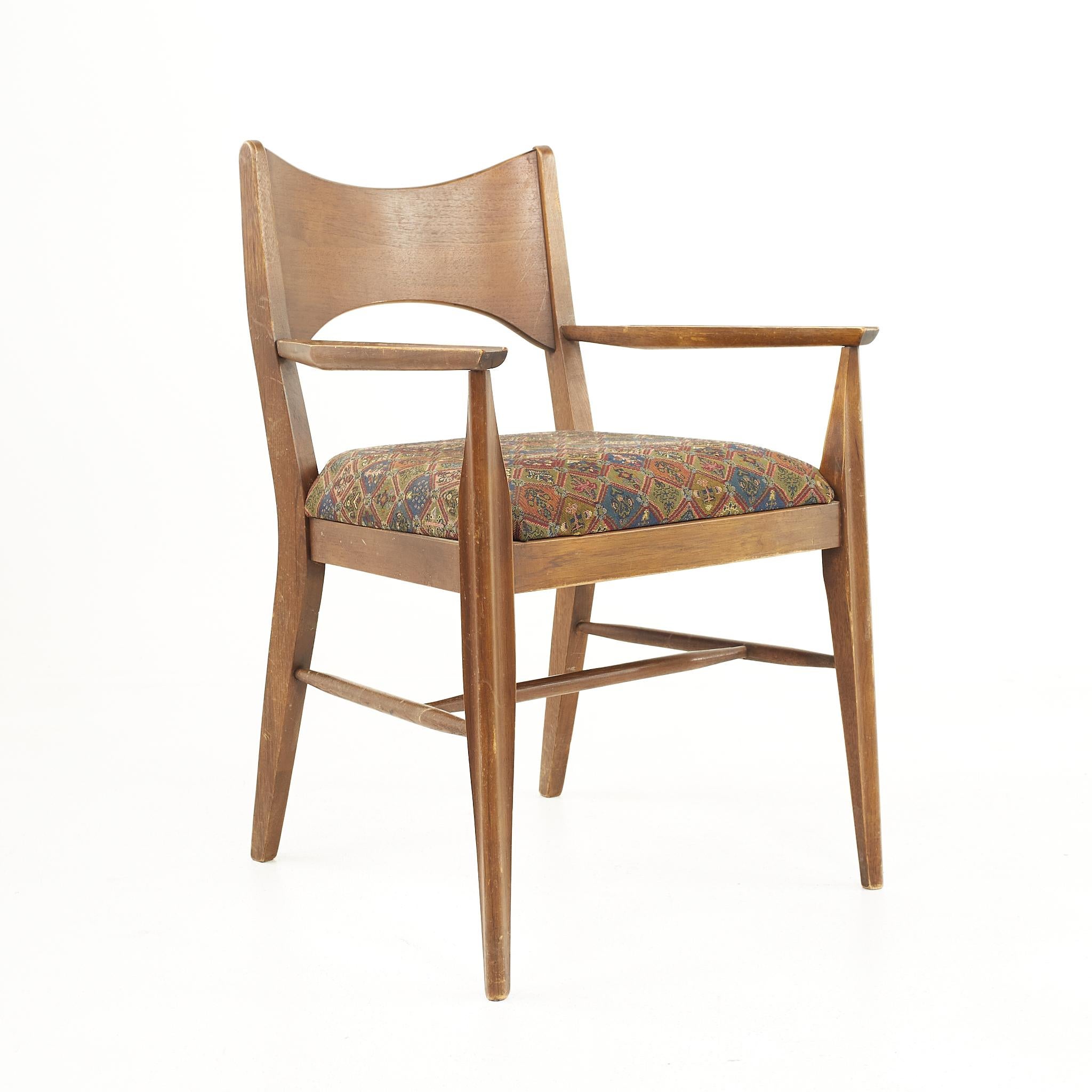 American Broyhill Saga Mid-Century Walnut Dining Chairs, Set of 6