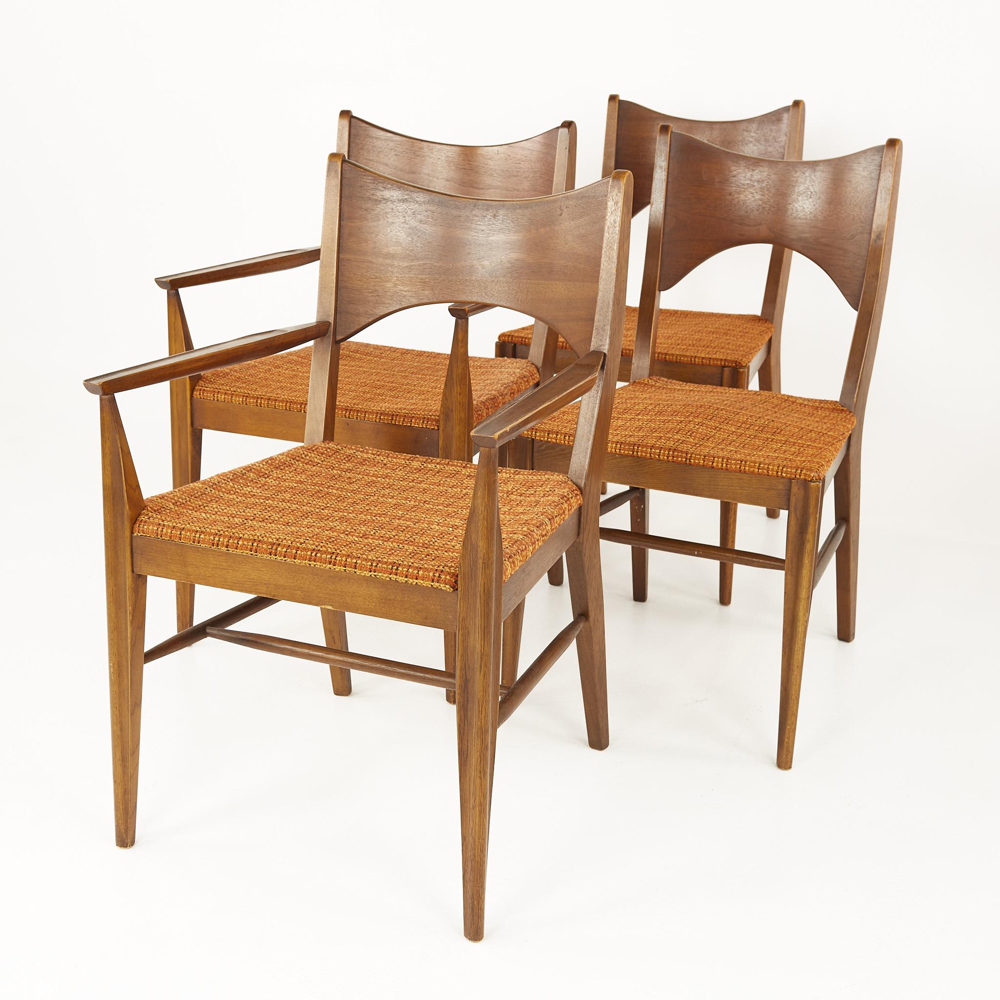 Mid-Century Modern Broyhill Saga Mid Century Walnut Dining Chairs, Set of 6
