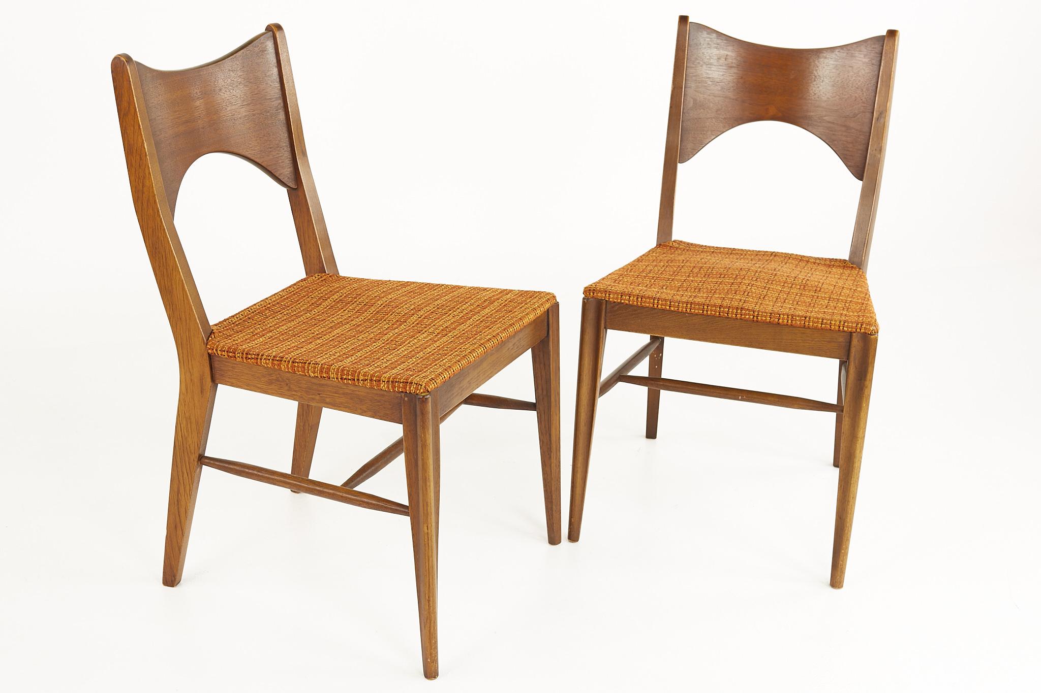 American Broyhill Saga Mid Century Walnut Dining Chairs, Set of 6