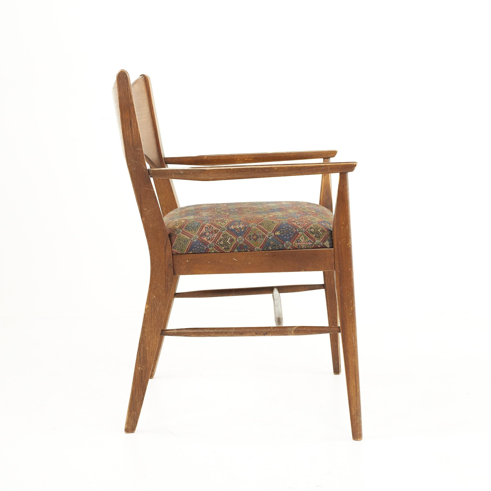 Upholstery Broyhill Saga Mid-Century Walnut Dining Chairs, Set of 6