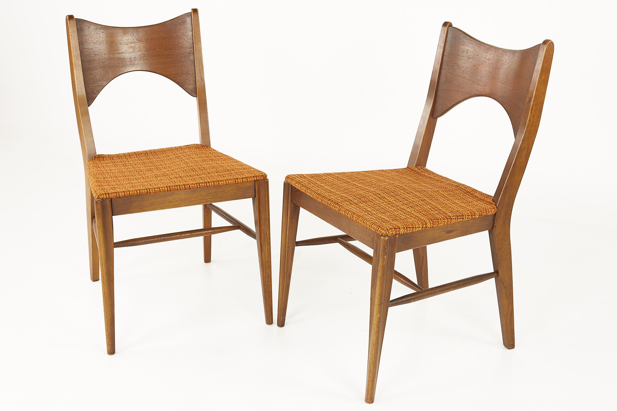 Late 20th Century Broyhill Saga Mid Century Walnut Dining Chairs, Set of 6