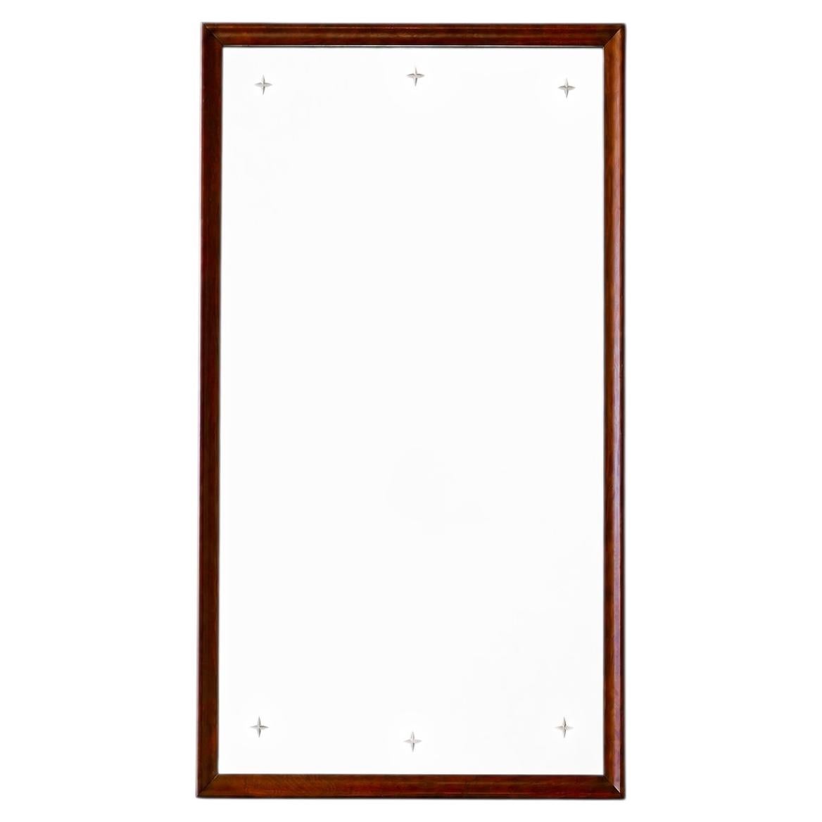 Broyhill Saga Mid-Century Walnut Mirror with Etched Star Details For Sale