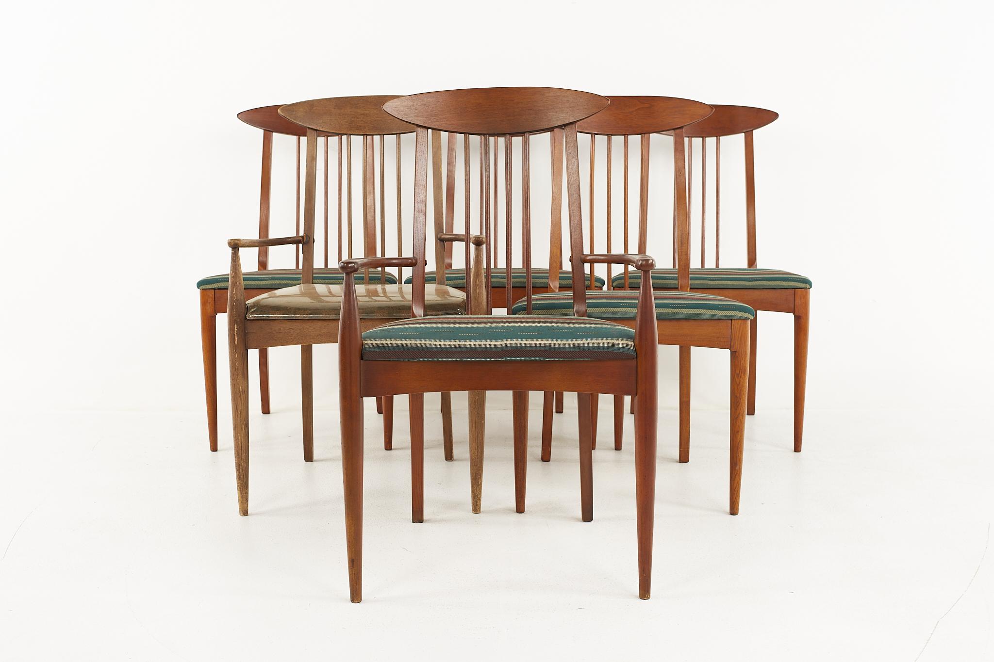 Broyhill Sculptra Brutalist mid century cats eye dining chairs - set of 6a

Each chair measures: 18 wide x 18 deep x 35.5 high, with a seat height of 17 inches

All pieces of furniture can be had in what we call restored vintage condition. That
