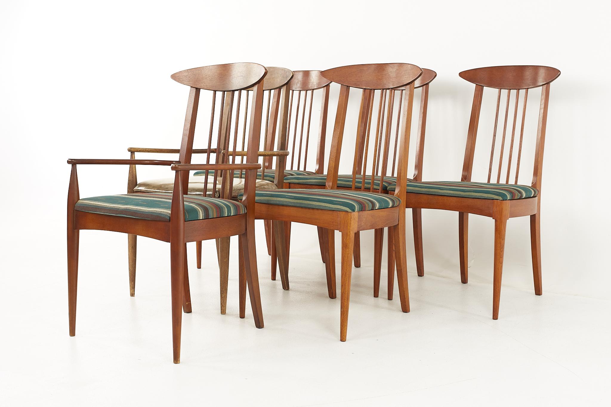 Mid-Century Modern Broyhill Sculptra Brutalist Mid Century Cats Eye Dining Chairs, Set of 6