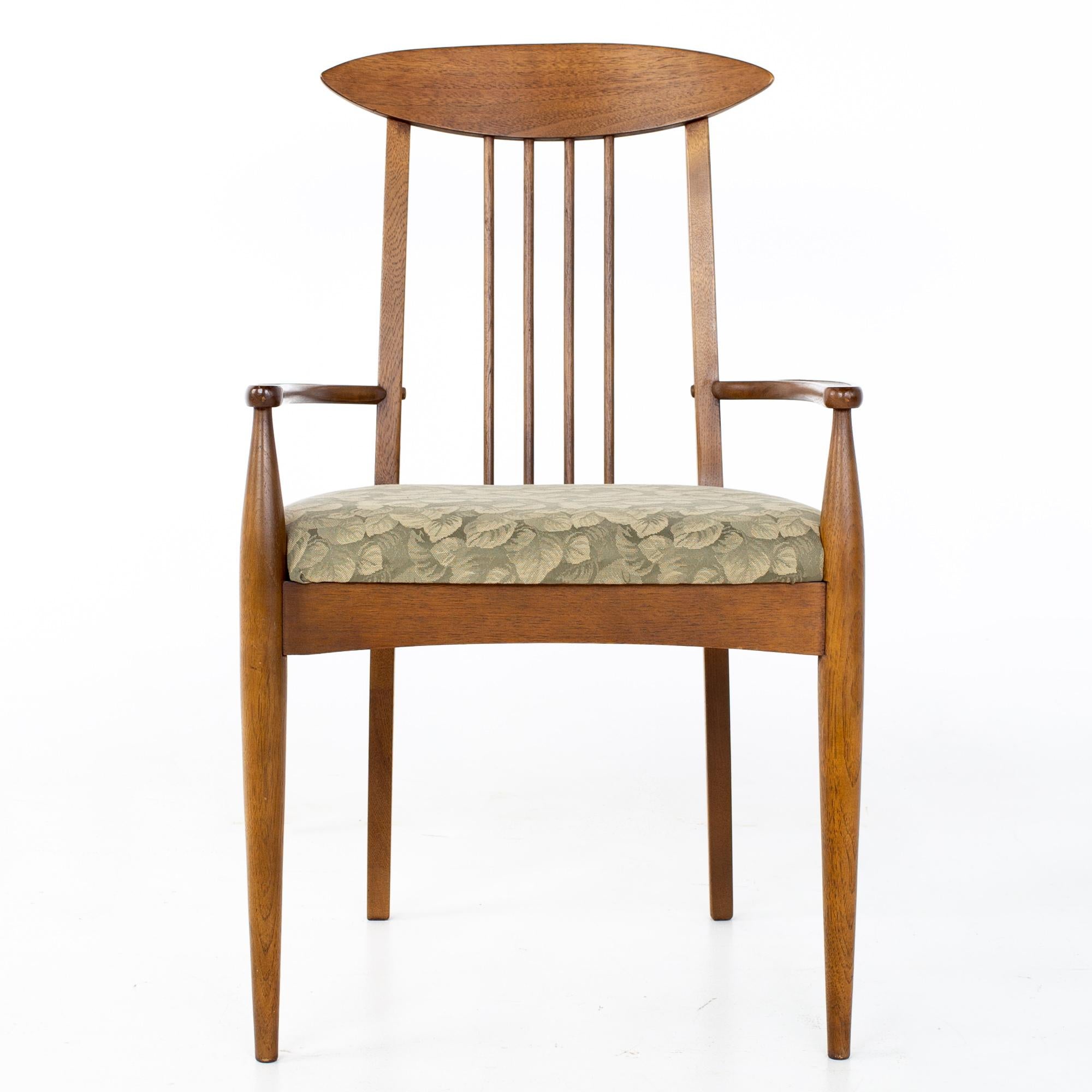 Late 20th Century Broyhill Sculptra Brutalist Mid Century Walnut Cat's Eye Dining Chairs, Set of