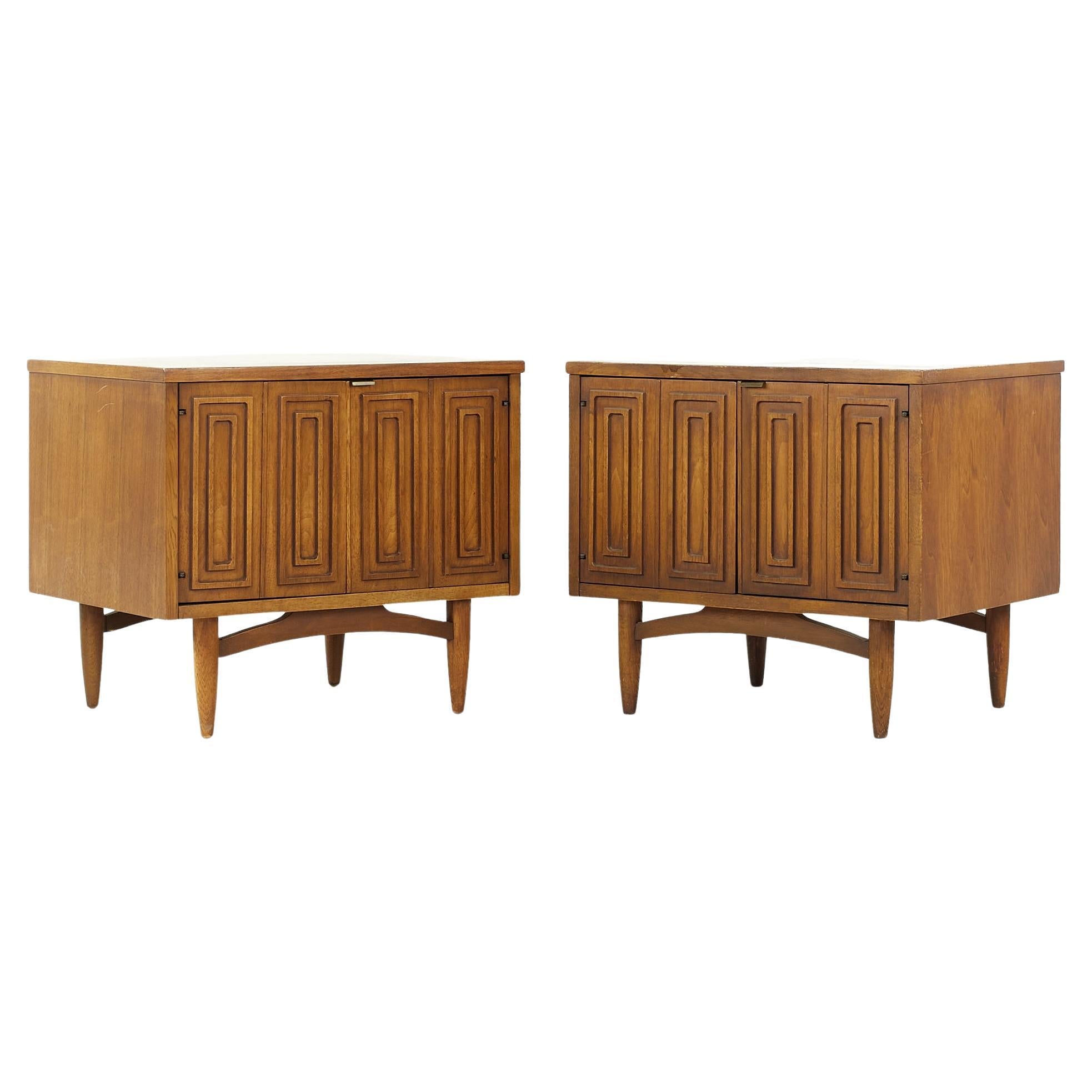 Sold 3.21.24 Broyhill Sculptra Midcentury Commode Nightstands, Pair