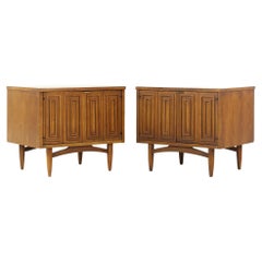 Used Broyhill Sculptra Midcentury Commode Nightstands, Pair