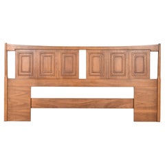 Broyhill Sculptra Mid-Century Modern Walnut King Size Headboard, 1960s