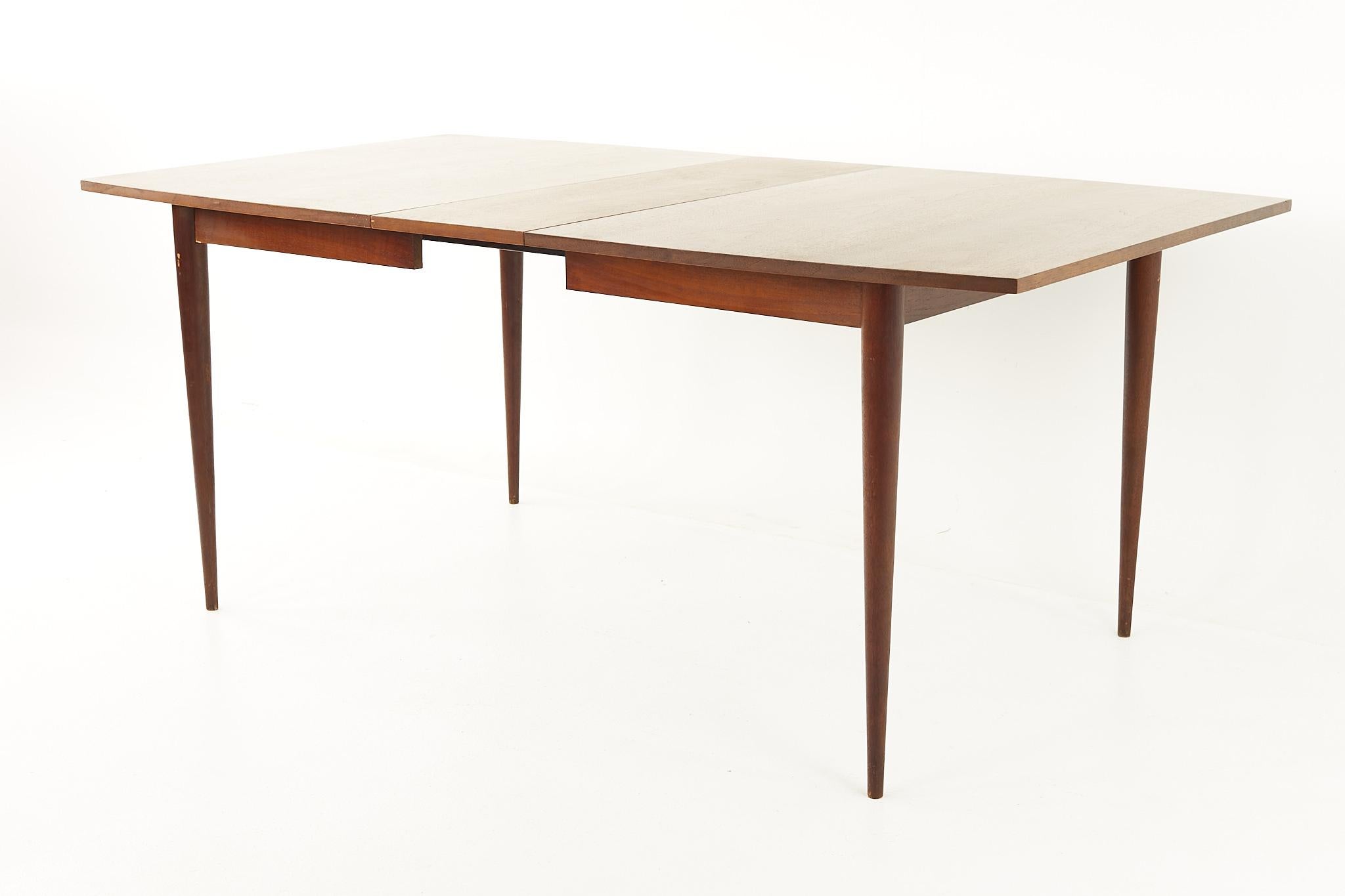 Late 20th Century Broyhill Sculptra Mid Century Walnut Dining Table with 3 Leaves For Sale