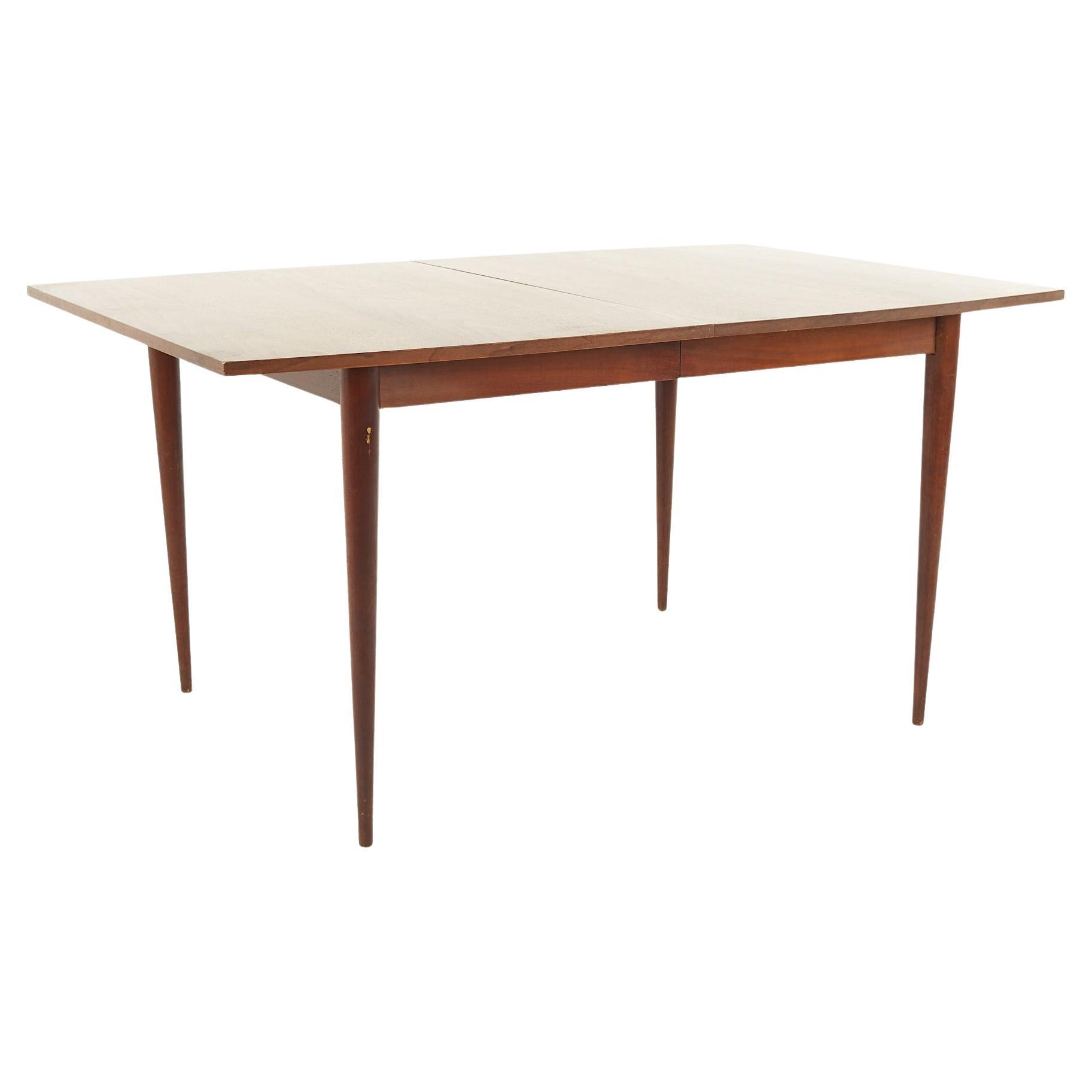 Broyhill Sculptra Mid Century Walnut Dining Table with 3 Leaves For Sale