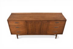 Broyhill Sculptra Nine Drawer Low Dresser in Walnut  Mid Century Modern 1960s