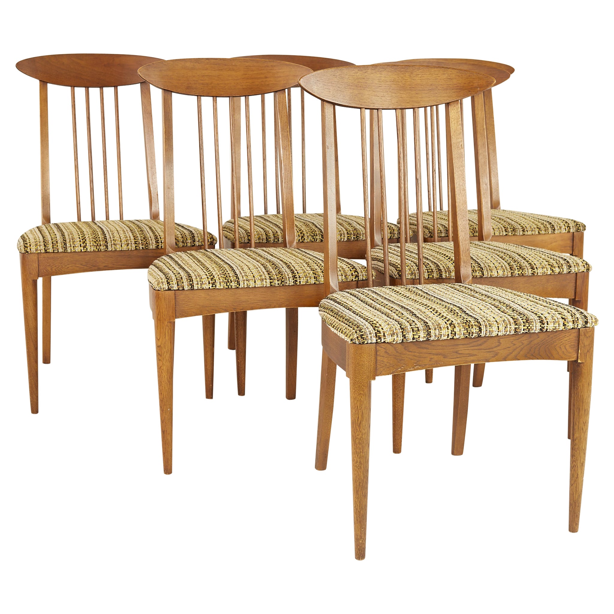 Broyhill Sculptra Walnut Cat
s Eye Dining Chairs, Set of 6, No Captains Chairs