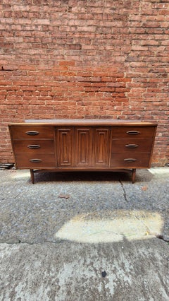 Broyhill Sculptra Walnut Low Dresser Mid-Century Modern