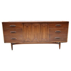 Broyhill Sculptra Walnut Low Dresser Mid-Century Modern