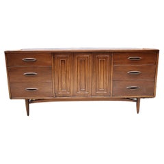 Broyhill Sculptra Walnut Low Dresser Mid-Century Modern 