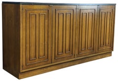 Broyhill Sculptra Walnut Slate Mid-Century Modern Buffet Sideboard Credenza MCM