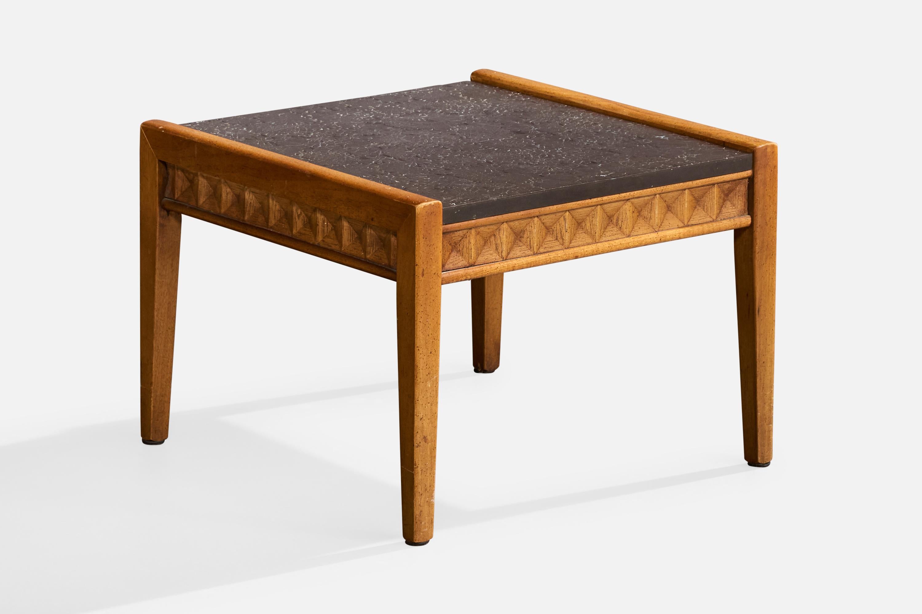American Broyhill, Side Tables, Wood, Slate, USA, 1950s For Sale