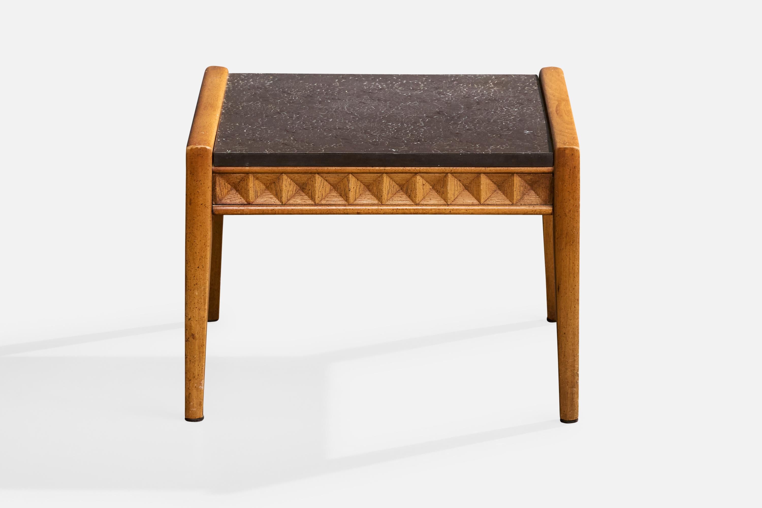 Broyhill, Side Tables, Wood, Slate, USA, 1950s In Good Condition For Sale In High Point, NC