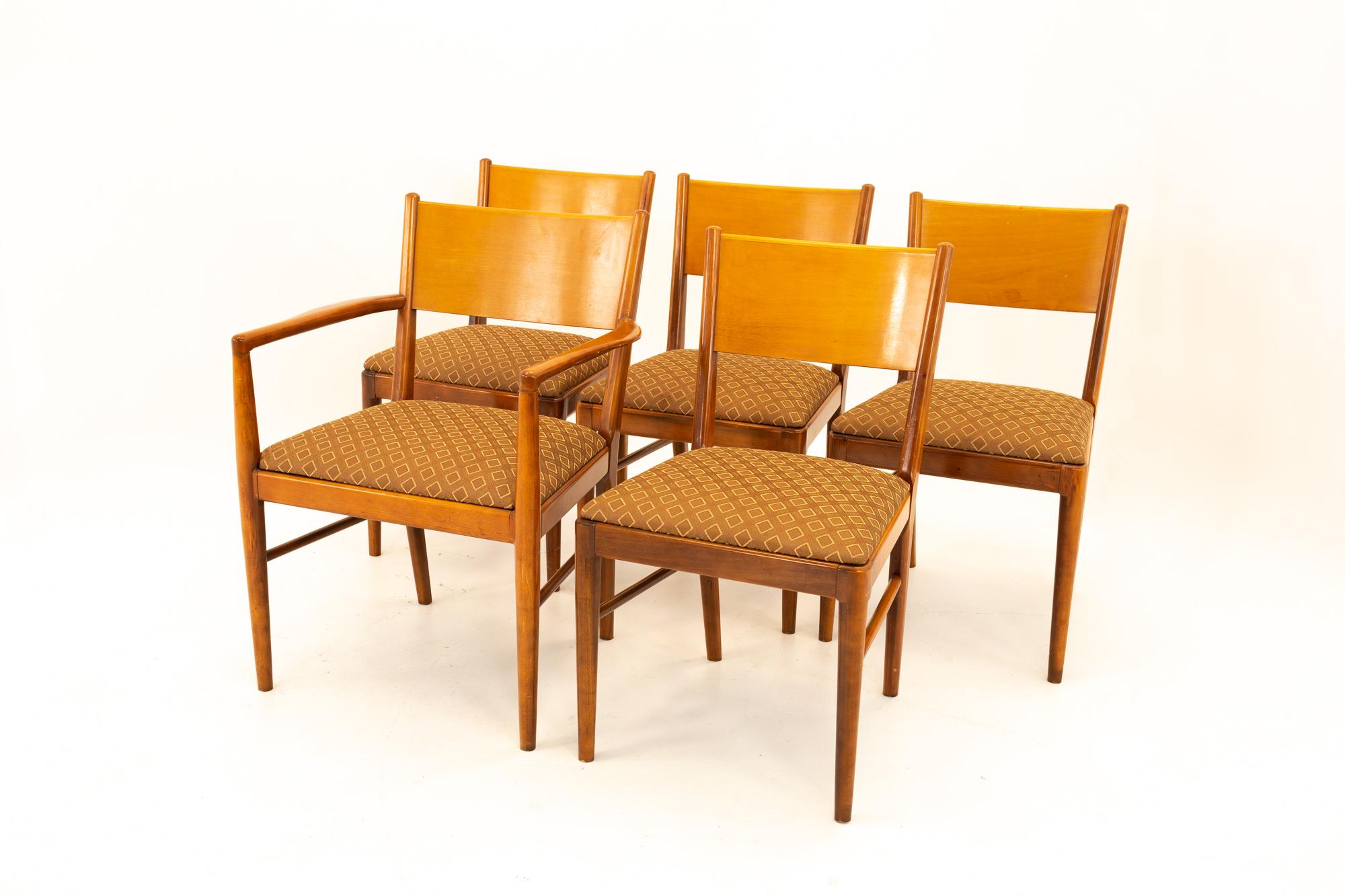 Mid-Century Modern Broyhill Style Mid Century Walnut Dining Chairs, Set of 5 For Sale