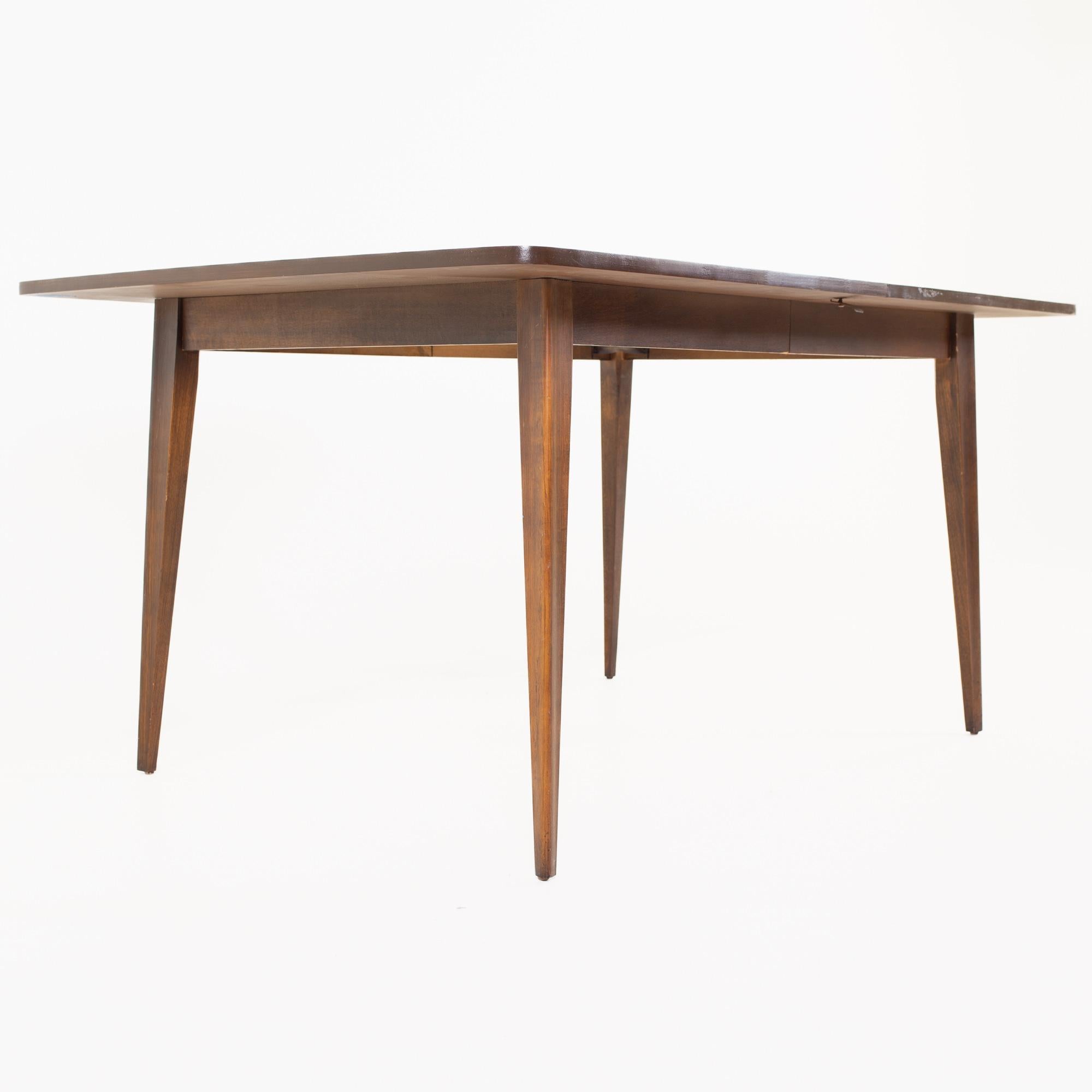 Late 20th Century Broyhill Style Mid Century Walnut Laminate Dining Table For Sale