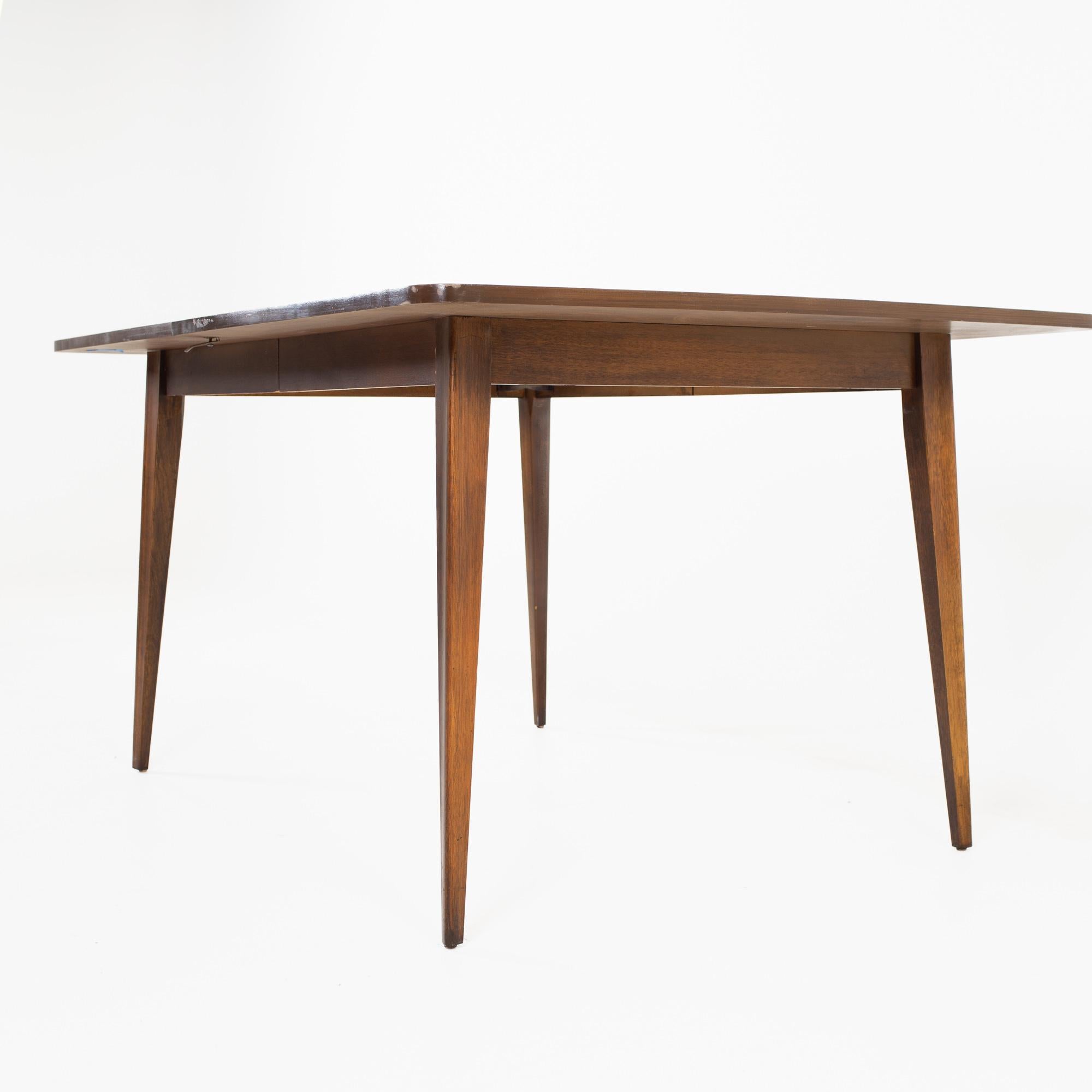 Broyhill Style Mid Century Walnut Laminate Dining Table For Sale 1