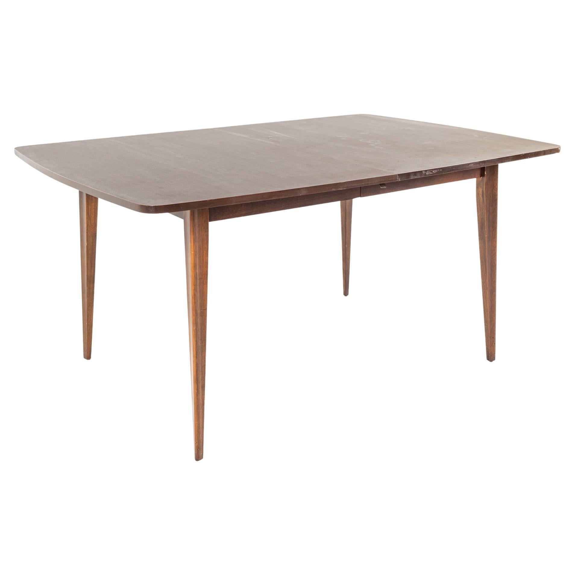Broyhill Style Mid Century Walnut Laminate Dining Table For Sale