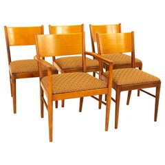 Retro Broyhill Style Mid Century Walnut Dining Chairs, Set of 5