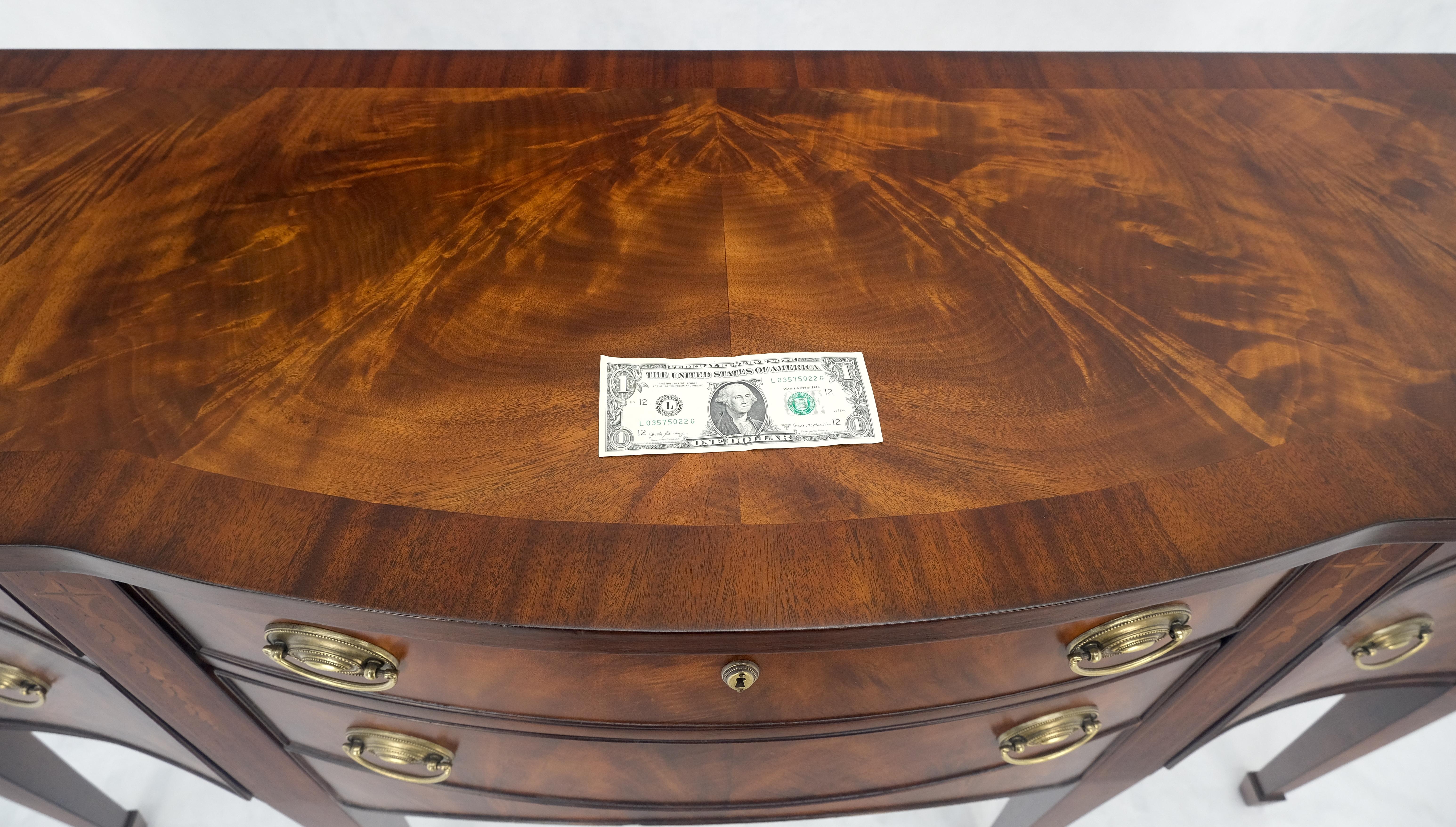 Broyhyll Bow Front Crotch Mahogany Banded Top Sideboard Buffet Console MINT! For Sale 4