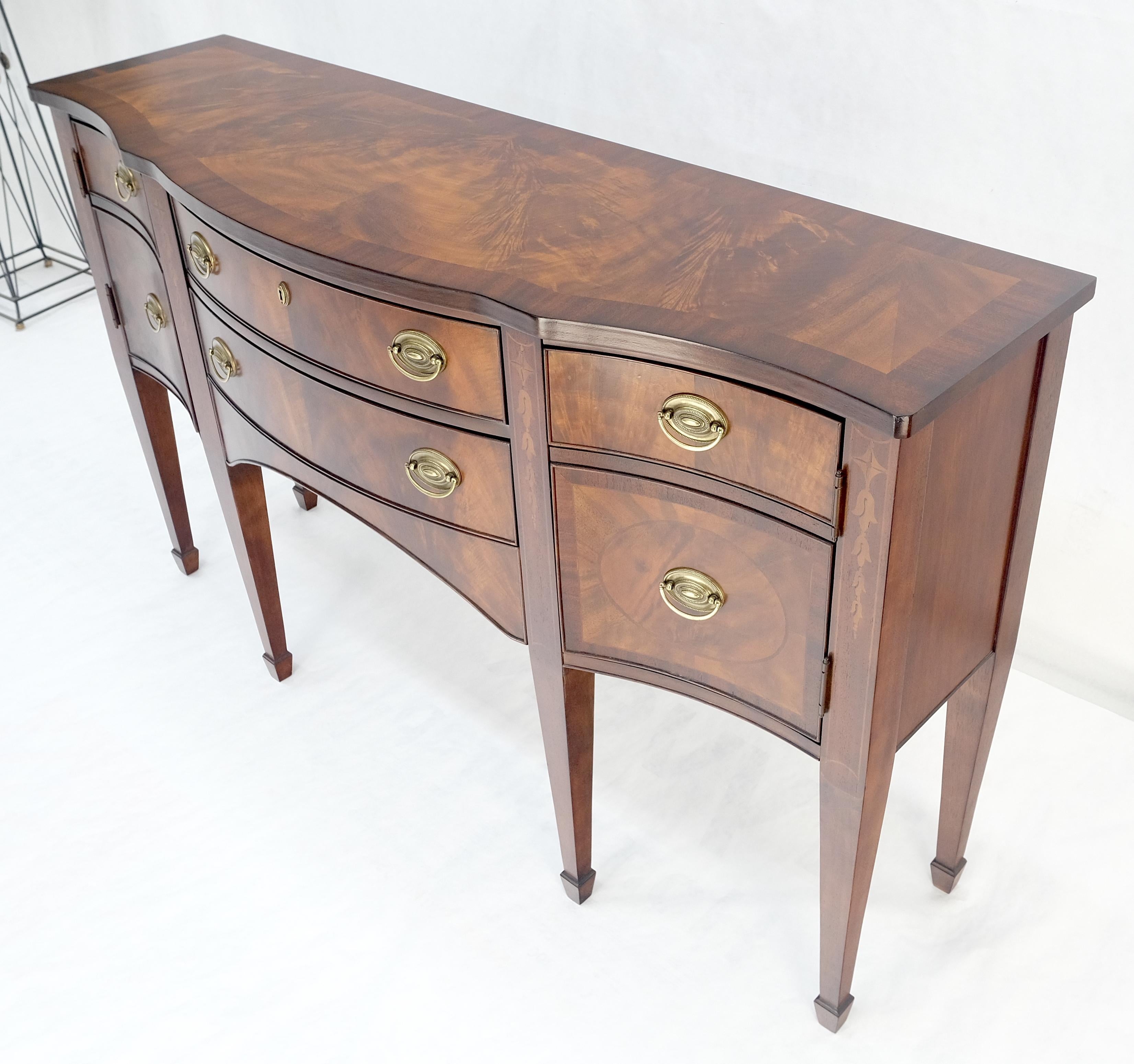 Broyhyll Bow Front Crotch Mahogany Banded Top Sideboard Buffet Console MINT! For Sale 5