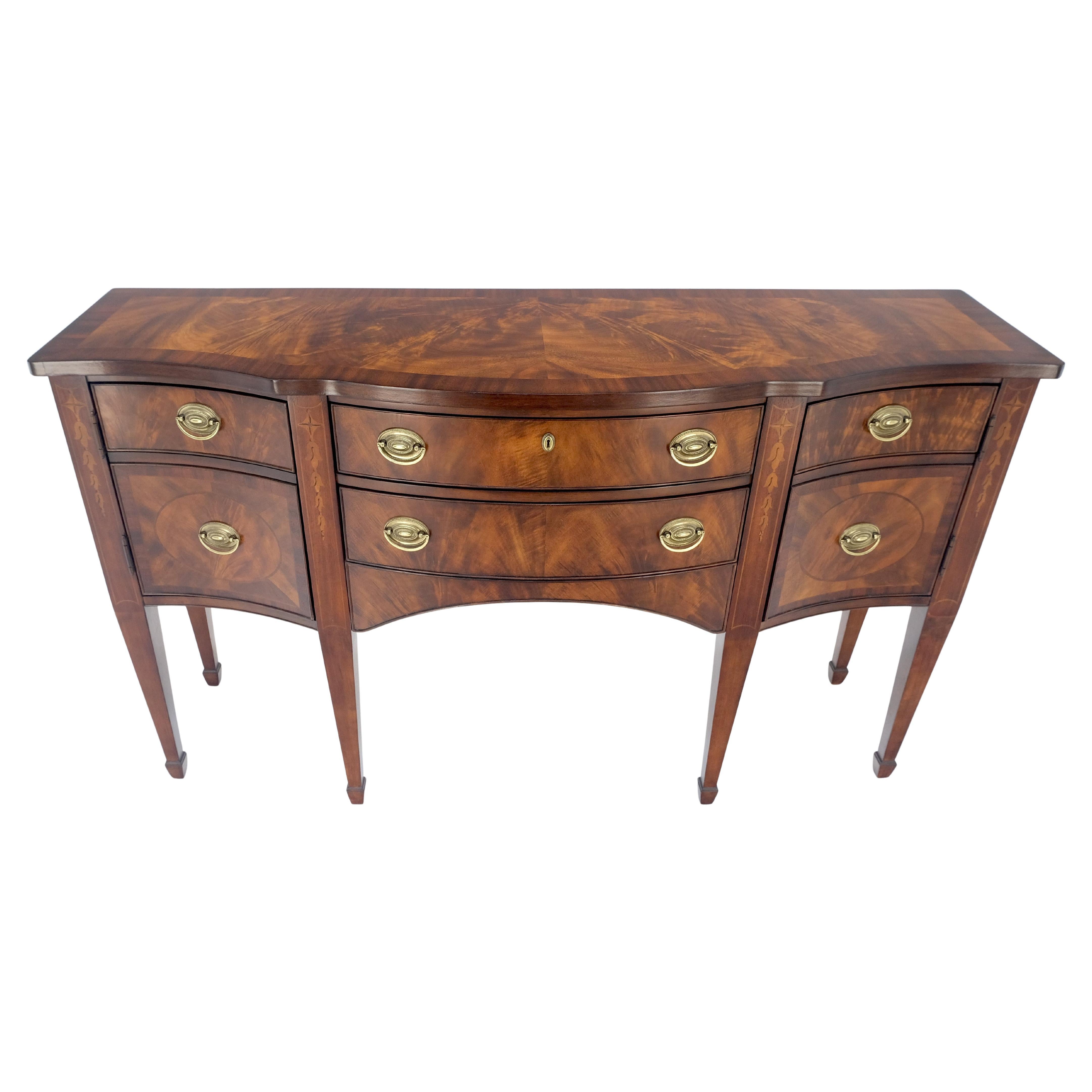 Federal Broyhyll Bow Front Crotch Mahogany Banded Top Sideboard Buffet Console MINT! For Sale