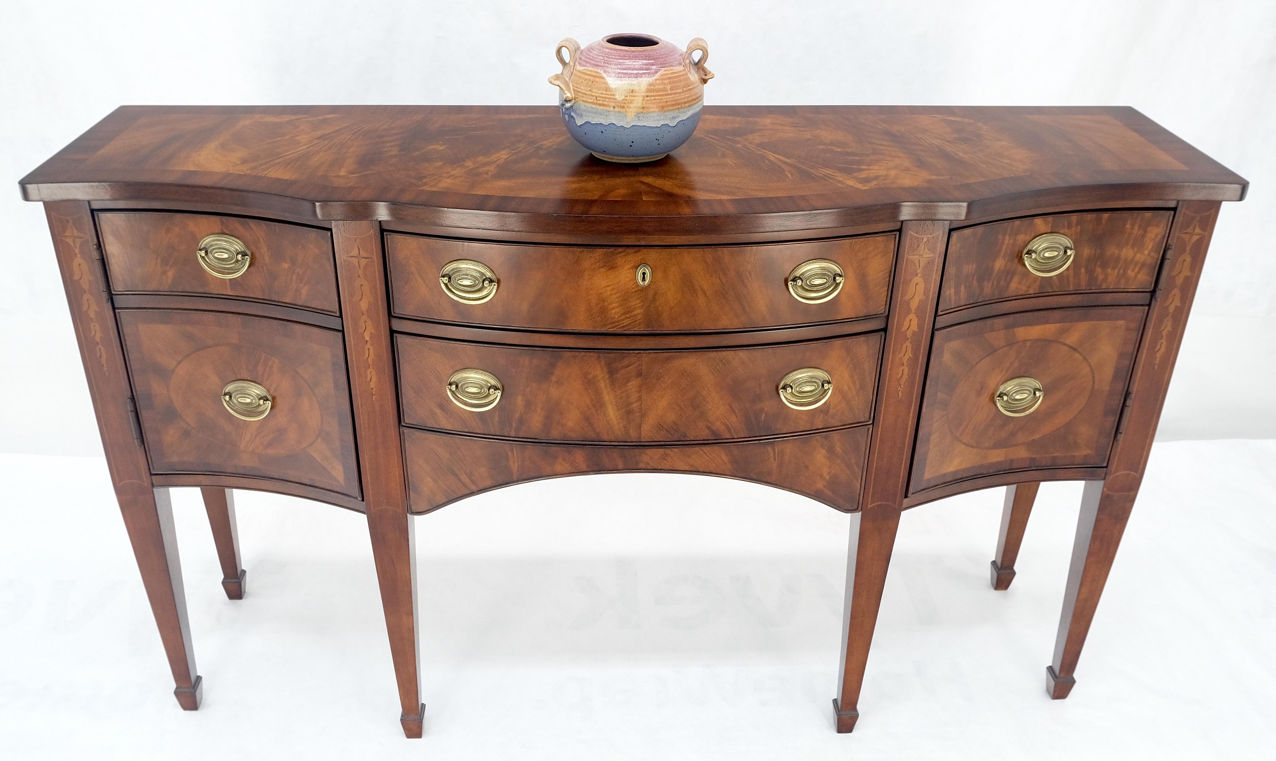 Broyhyll Bow Front Crotch Mahogany Banded Top Sideboard Buffet Console MINT! For Sale 3