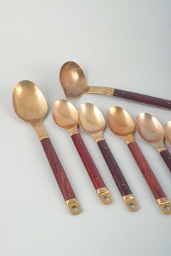 Brøste. Complete 6-person dinner cutlery set in bronze and exotic wood.