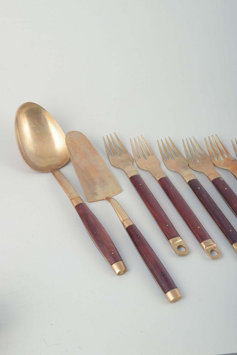 Brøste. Complete 8-person dinner cutlery set in bronze and rosewood, model 222