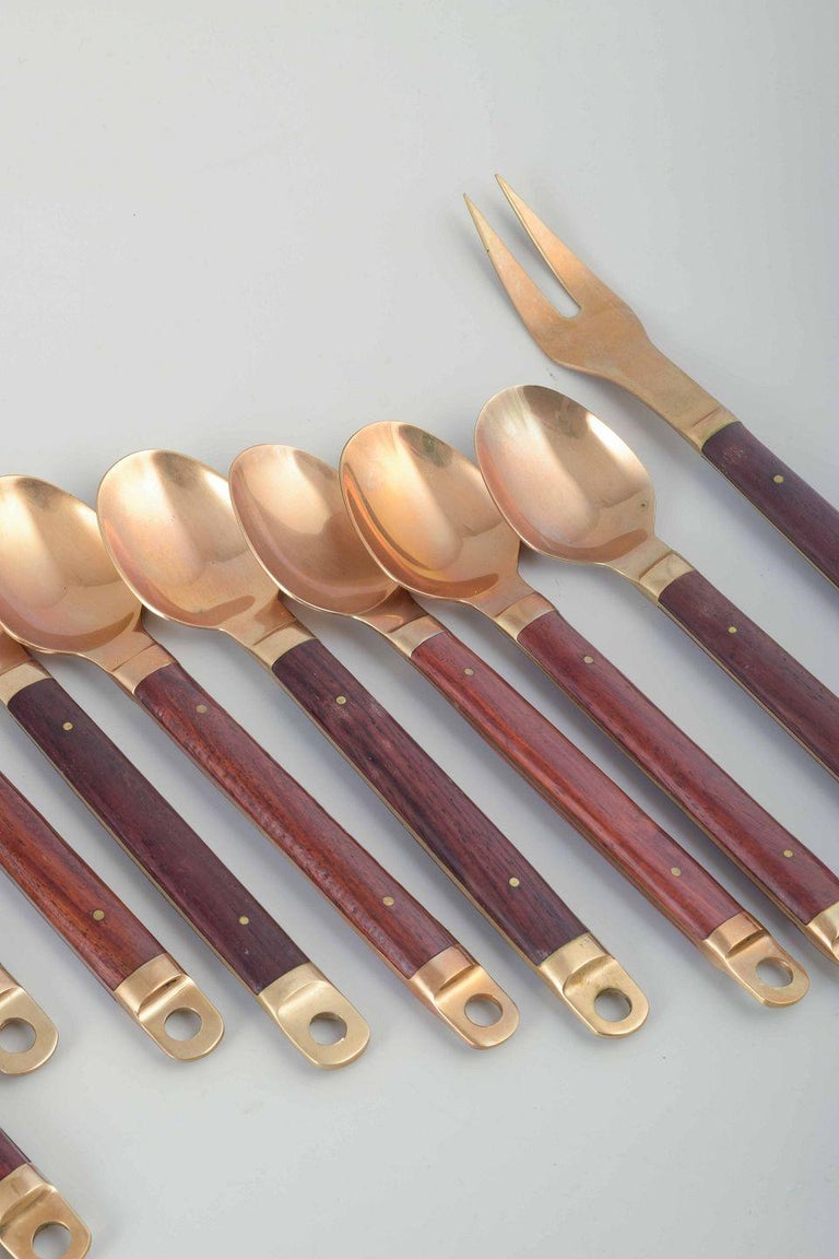 Brøste. Complete 8-person dinner cutlery set in bronze and rosewood, model 222