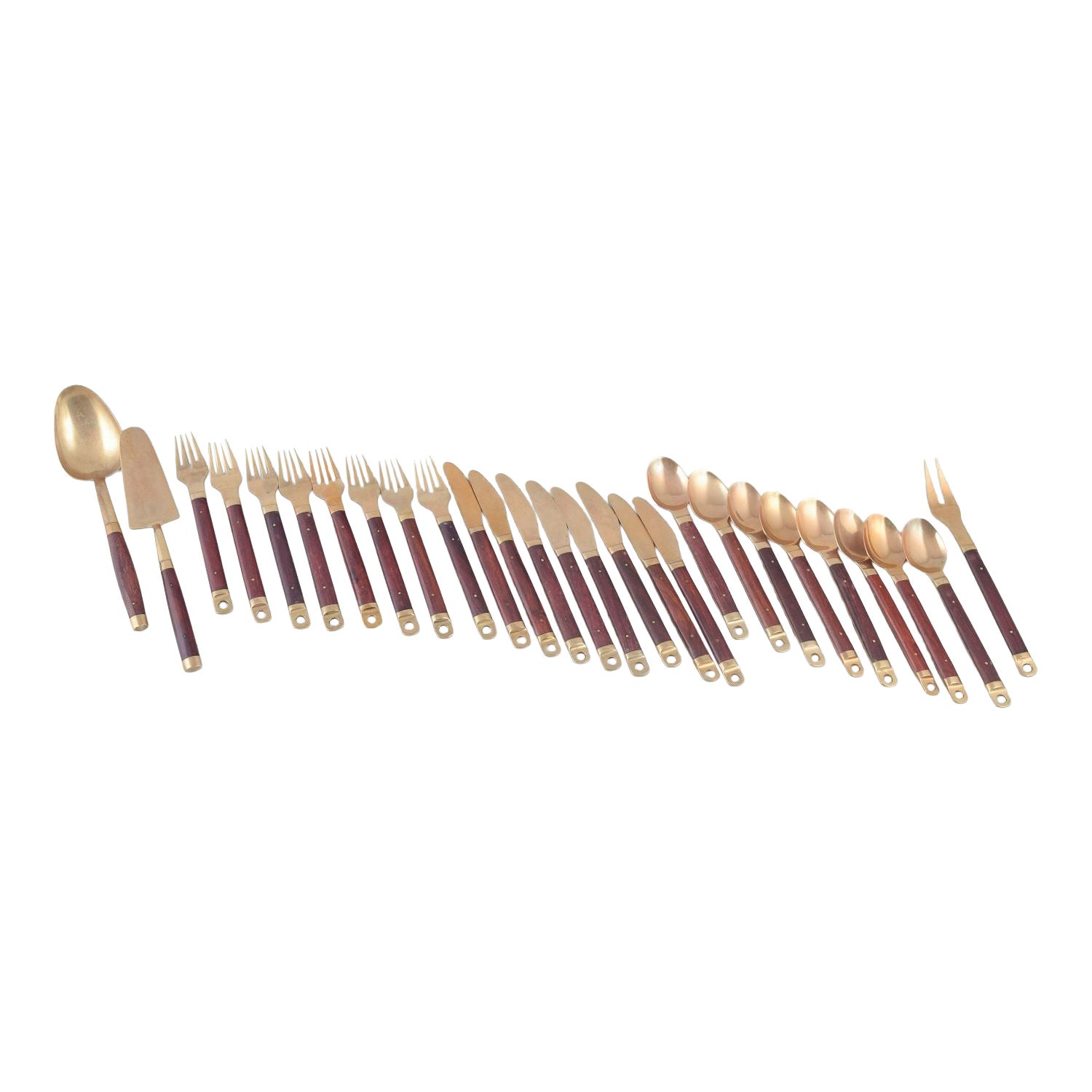 Brøste. Complete 8-person dinner cutlery set in bronze and rosewood, model 222.