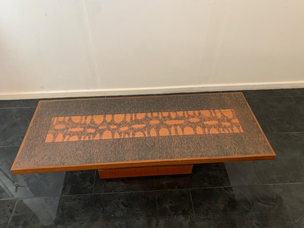 Brutalist Brualist Coffee Table with Copper Details from Lutz, Germany, 1970s
