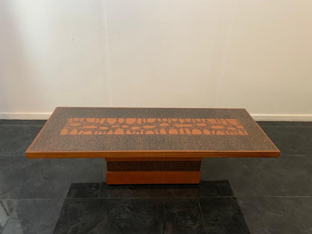 Brualist Coffee Table with Copper Details from Lutz, Germany, 1970s 2