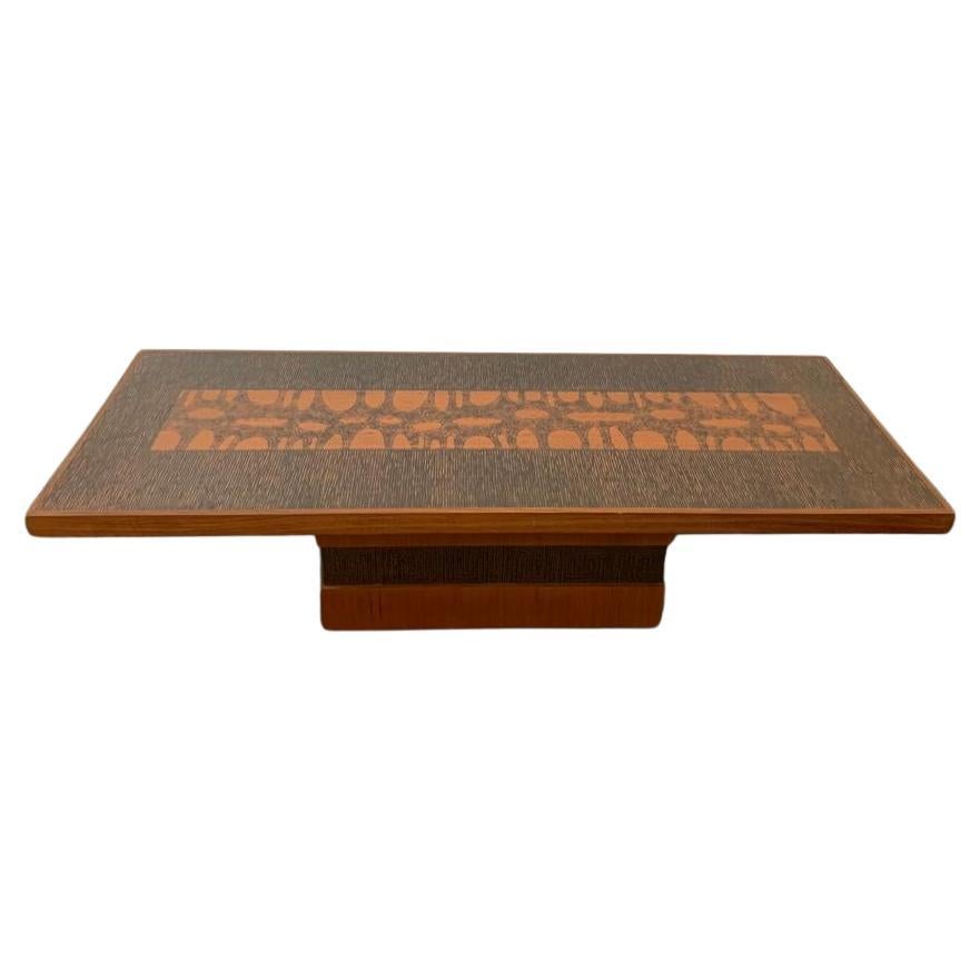 Brualist Coffee Table with Copper Details from Lutz, Germany, 1970s For Sale